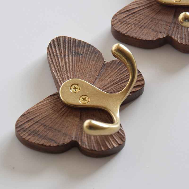 Butterfly-Shaped Wood Wall Hook Adhesive