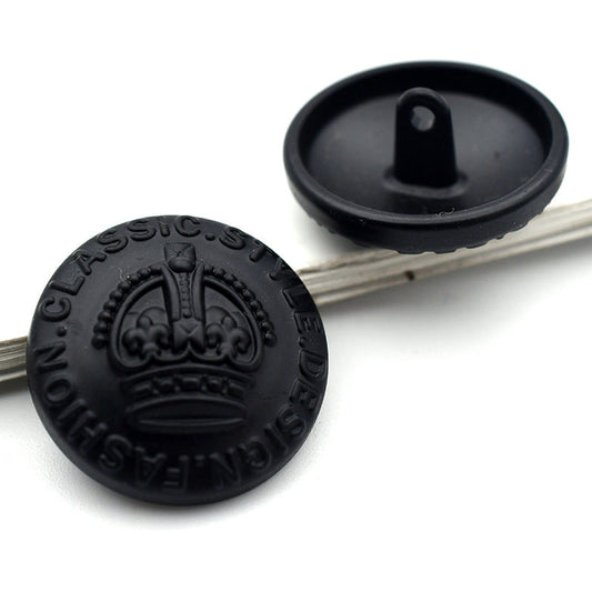 22mm Black Round Beetle Crown and Star Metal Shank Buttons 20PCS Crown