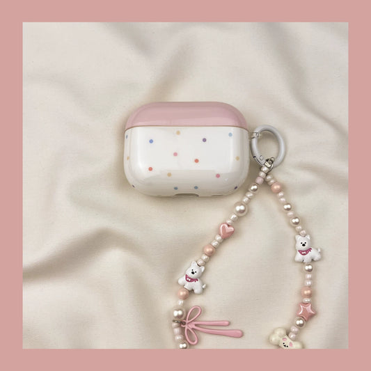 Roza polkaste pike 3D ovitek za AirPods s kužkom Westie iz plastike