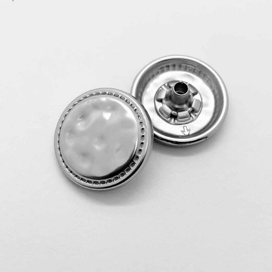 Light silver metal press studs, vintage snap button pair