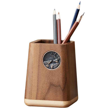 Black Walnut Wood Pen Holder - Nordic Minimalist Desktop Organizer