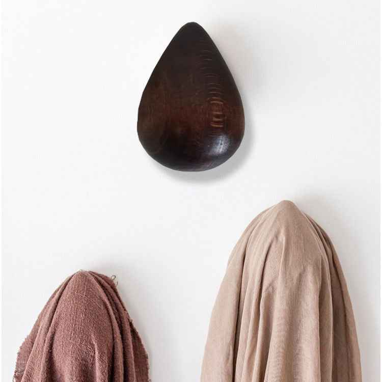Wooden Droplet Wall Hooks for Coat Hat 3 Pack