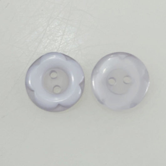 Pair of 12mm cartoon resin buttons in light lavender, 2-hole design