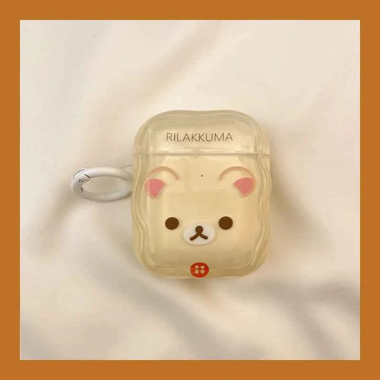 Funda para AirPods de Rilakkuma en marrón y beige estilo dibujo animado