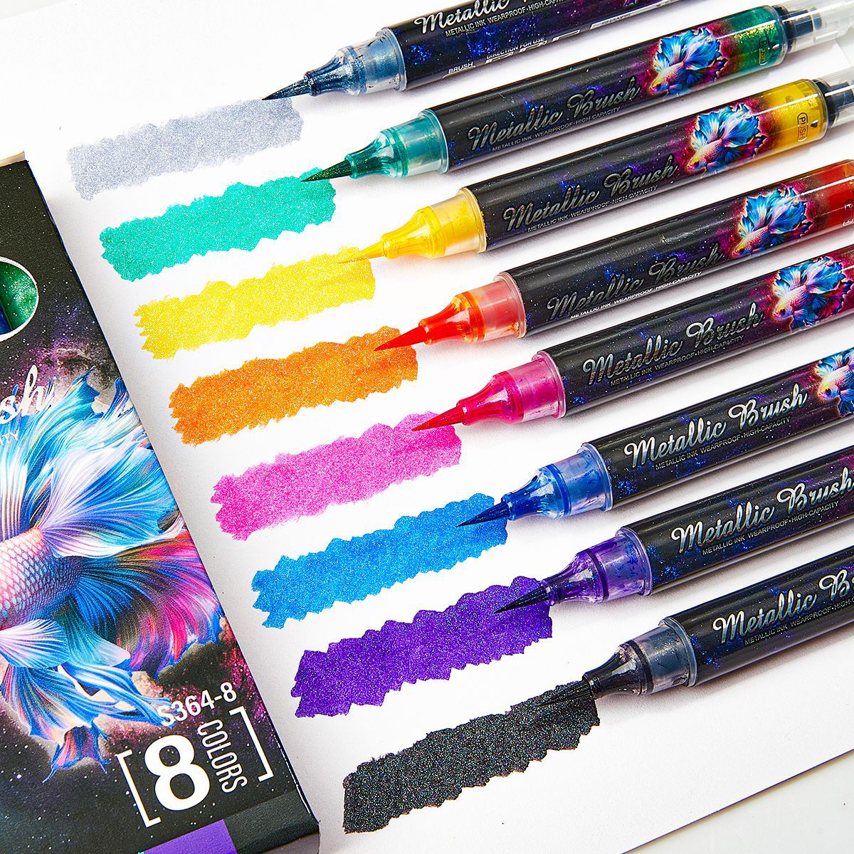 Metal Color Pen Flexible Brush Pens Metallic 8 Colors for Art Drawing Calligraphy