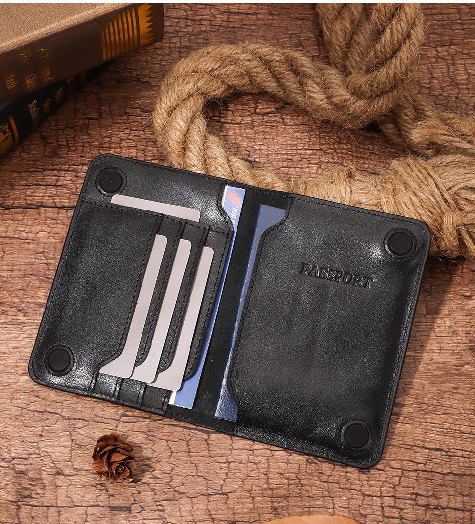 Top Grain Leather Passport Holder Travel Document Wallet