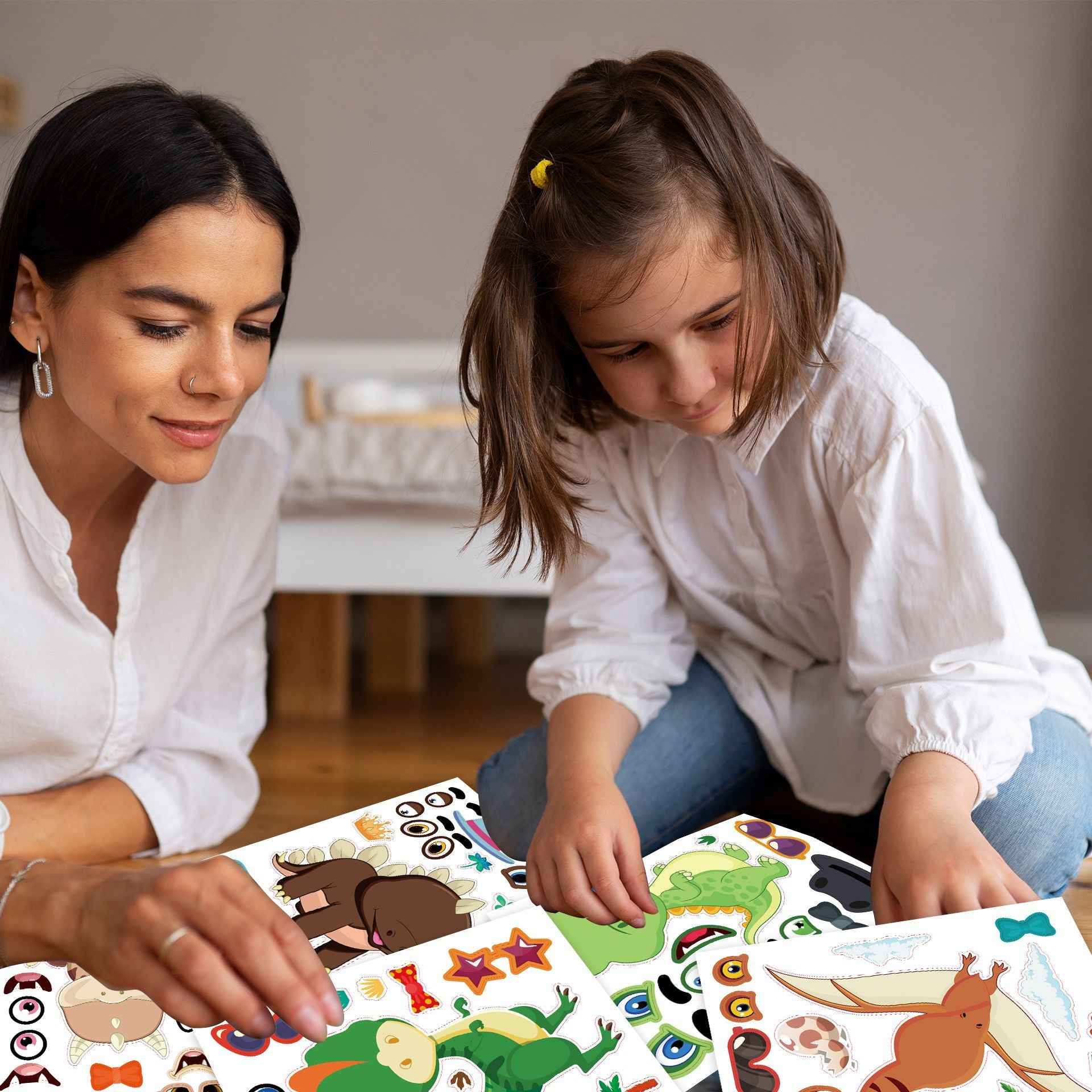 Make a Face Dinosaur DIY Stickers for Kids 24 Sheets