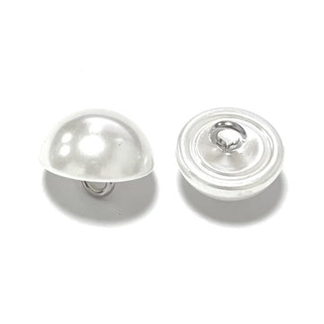Plastic mushroom shirt button, pearl-silver dome front and ridged back, 10–20mm