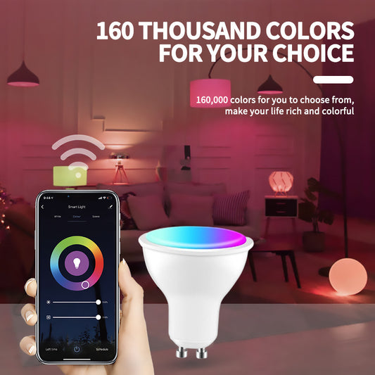 Smart GU10 LED Bulb 5W,WiFi & Bluetooth,Dimmable RGB Color Changing