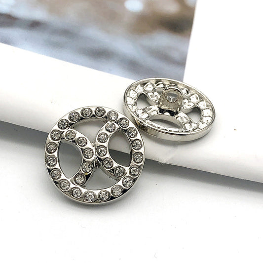 20mm Gold Silver Round Hollow Diamond Metal Button 20pcs Silver