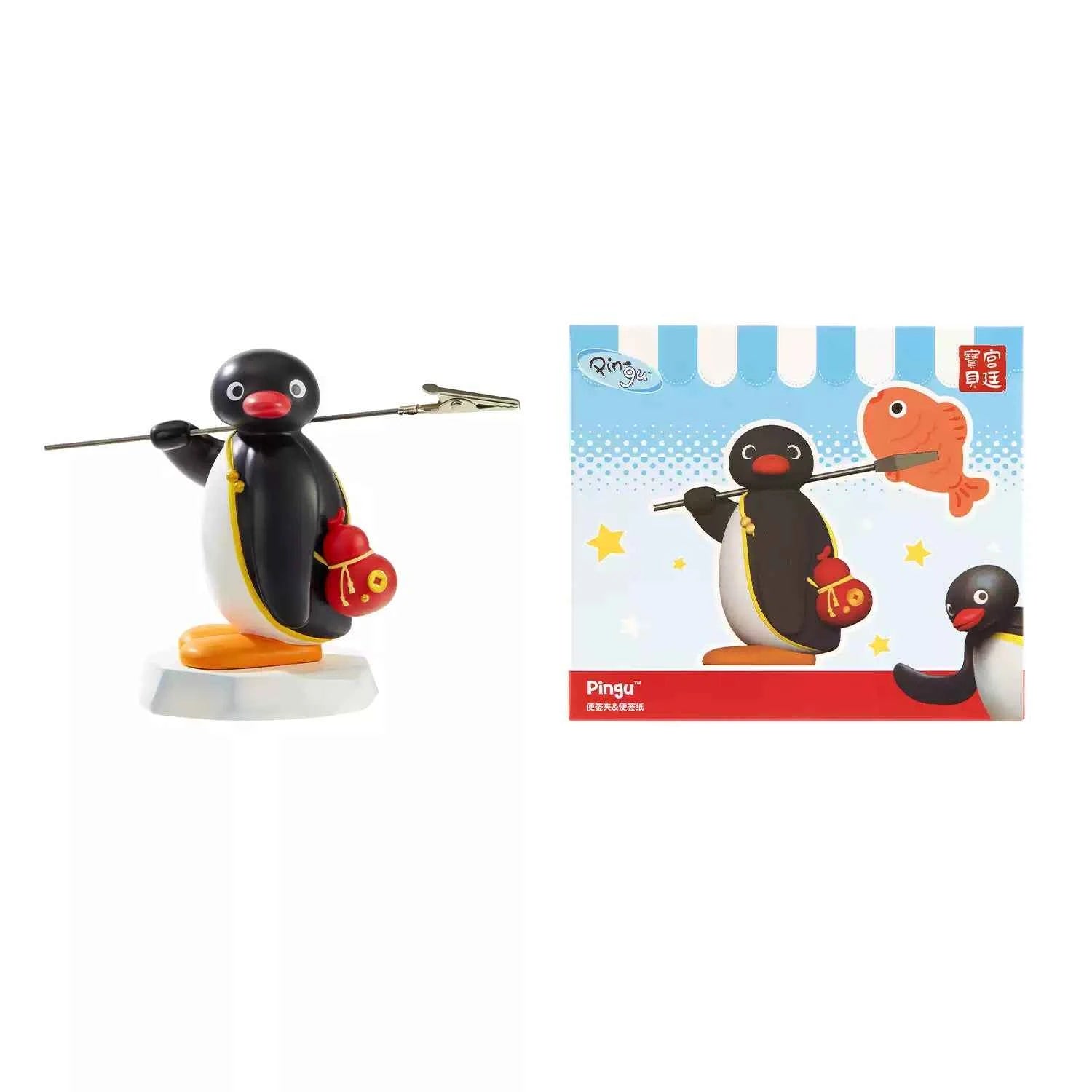 Pingu Penguin Cute Memo Clip with Fish-Shaped Sticky Notes
