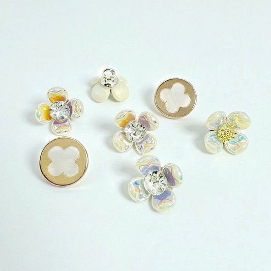 11.5mm Four-Leaf Clover Pearlized Metal Shank Buttons 30PCS