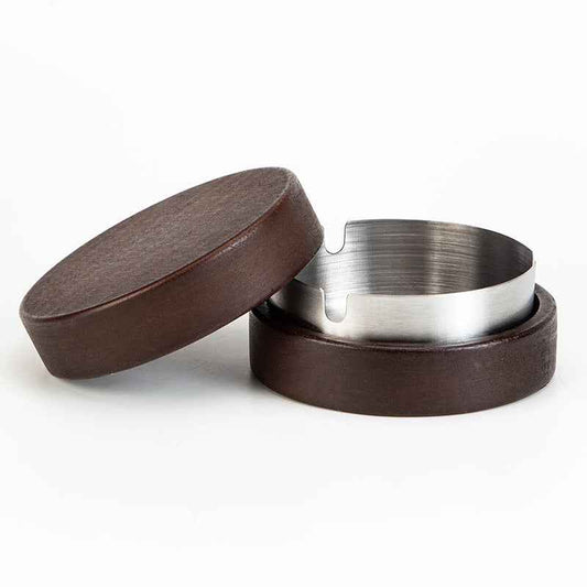 Wooden Stainless Steel Ashtray for Cigarettes with Lid