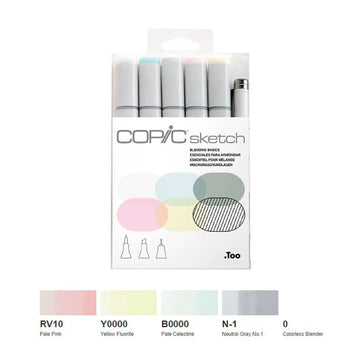 COPIC Skicovací fixy s štětcovým hrotem 6 ks Základy míchání barev