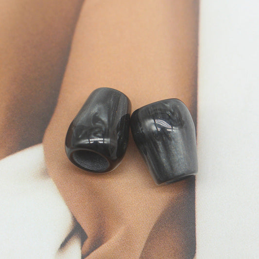 Pearlescent Bell Cord Ends Large Hole Resin Stoppers 20pcs Black