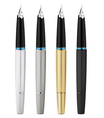 Stylo-plume à piston fin MAJOHN B32 | Corps à rayures métalliques | Plume F flexible en iridium de 0,5 mm
