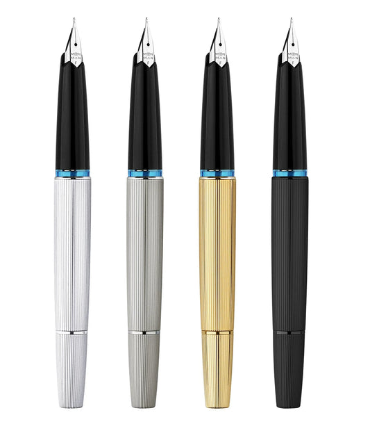 MAJOHN B32 Slim Piston Fountain Pen | Metal Stripe Barrel | Flexible Iridium F Nib 0.5mm