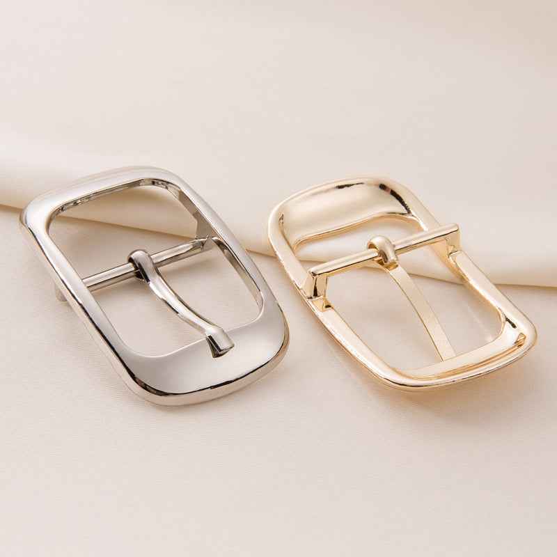 25/30mm rectangle center bar buckle, silver and gold versions with center bar pin