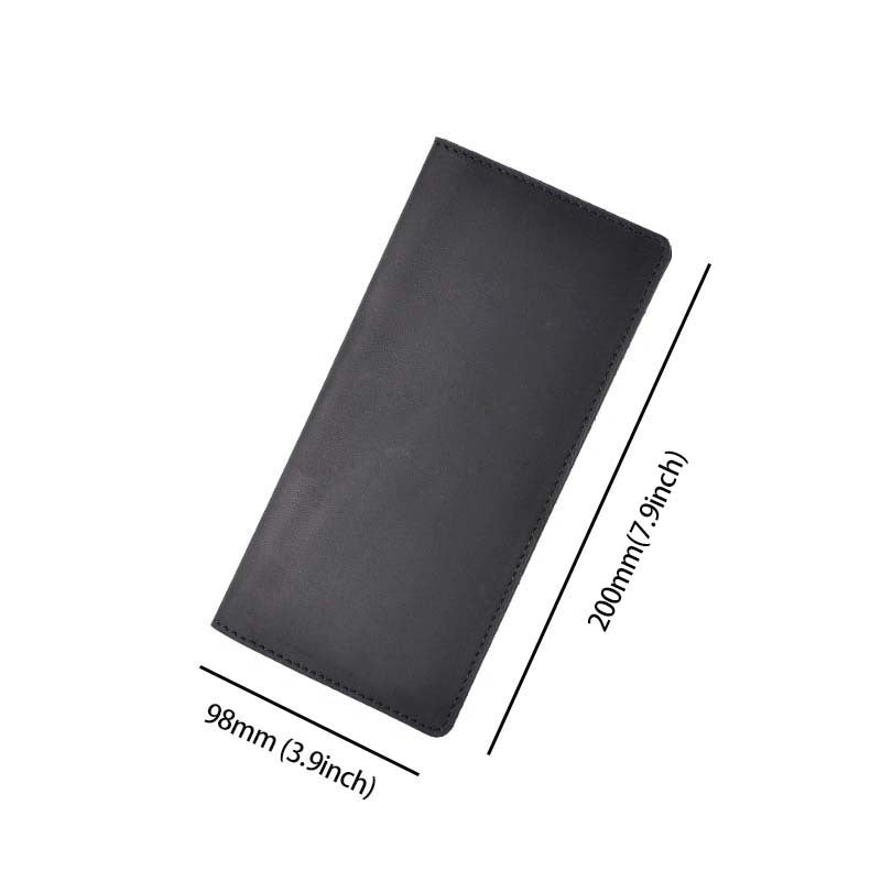 Handmade Crazy Horse Leather Long Wallet for Men