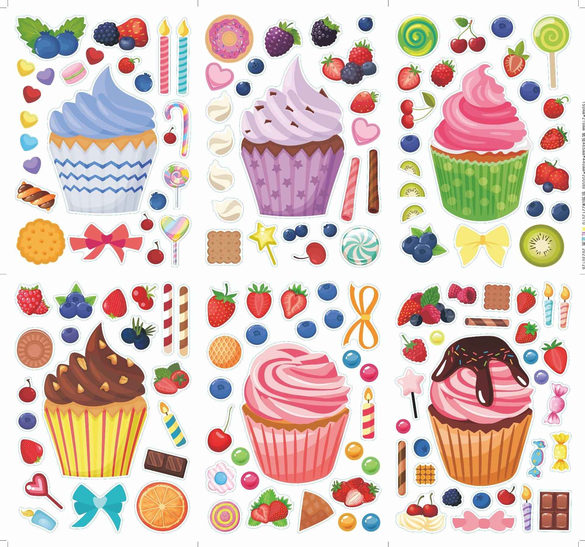 Make a Face Strawberry Ice Cream Stickers for Kids 24 Sheets