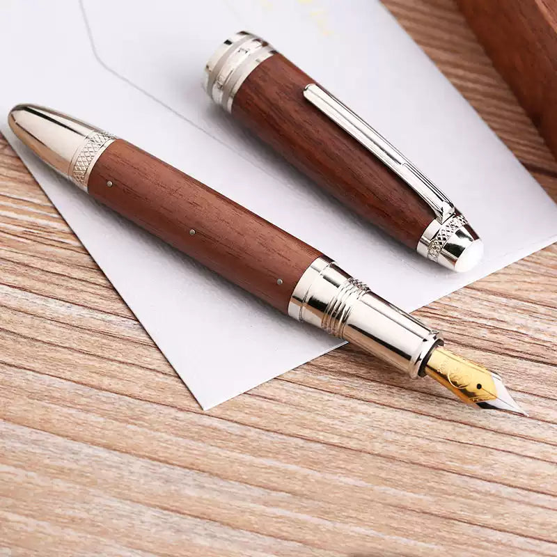 MAJOHN M1000 Large Wooden Fountain Pen | German BOCK F Nib | Handcrafted Rivet