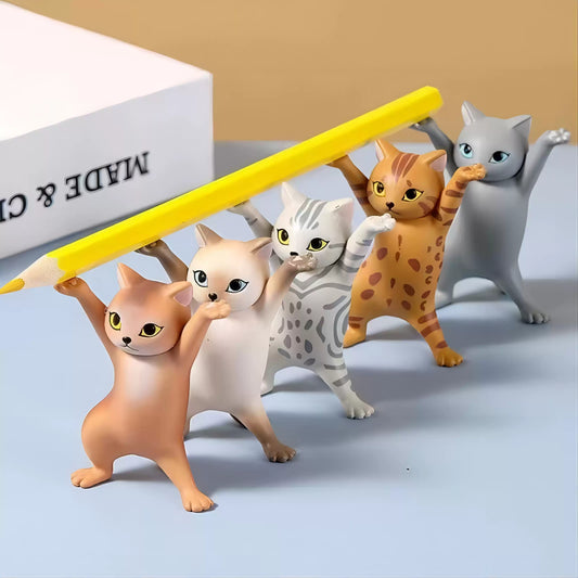 Speelse Kat Beeldje Pennenhouder Set 5-delig