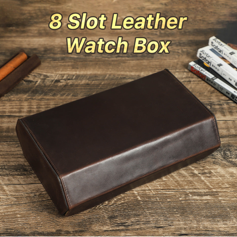 8-Slot Vintage Watch Box – Handcrafted Leather Watch Display & Storage Case
