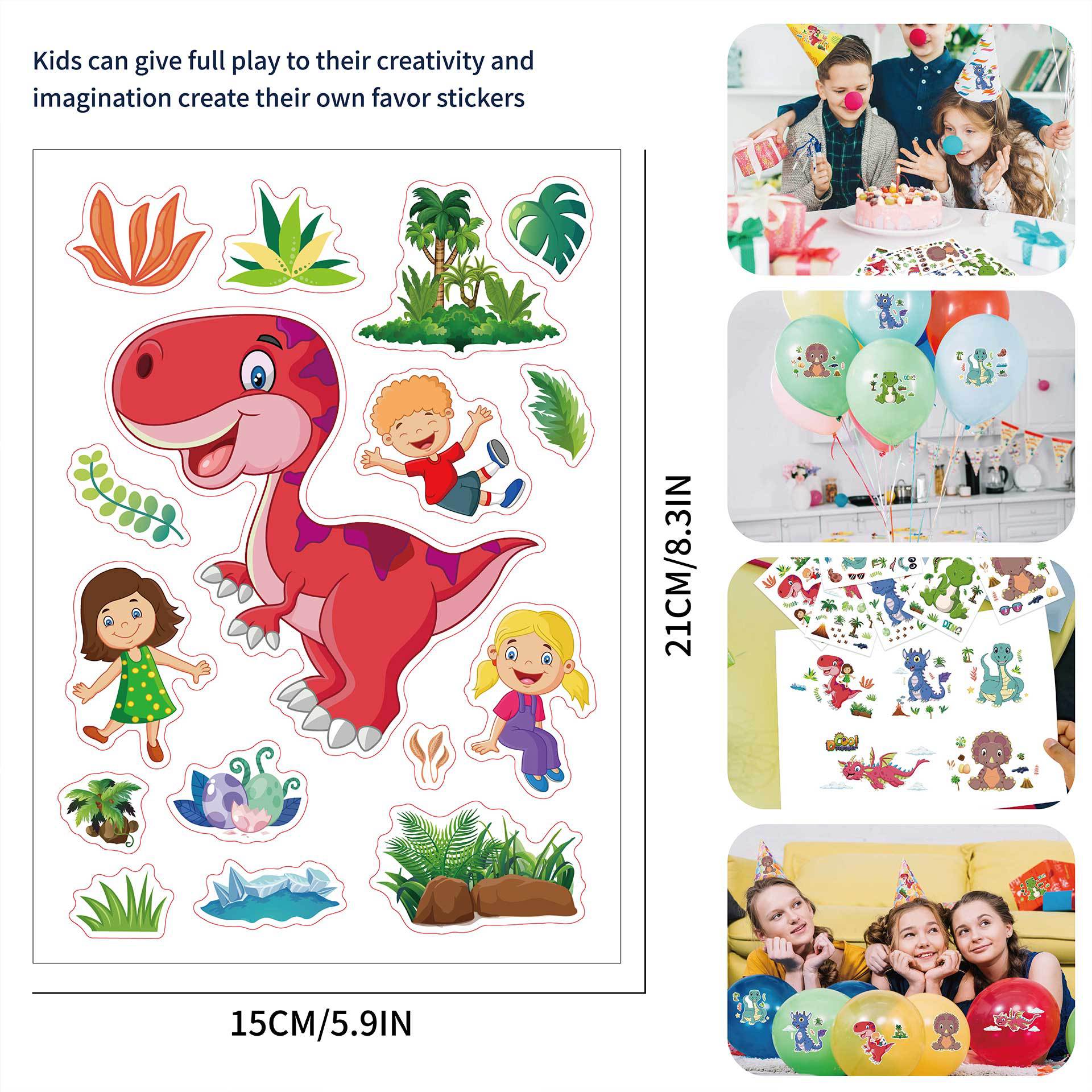 32 Sheets Dinosaur Make Your Own Stickers for Kids Birthday Party Favor Supplies