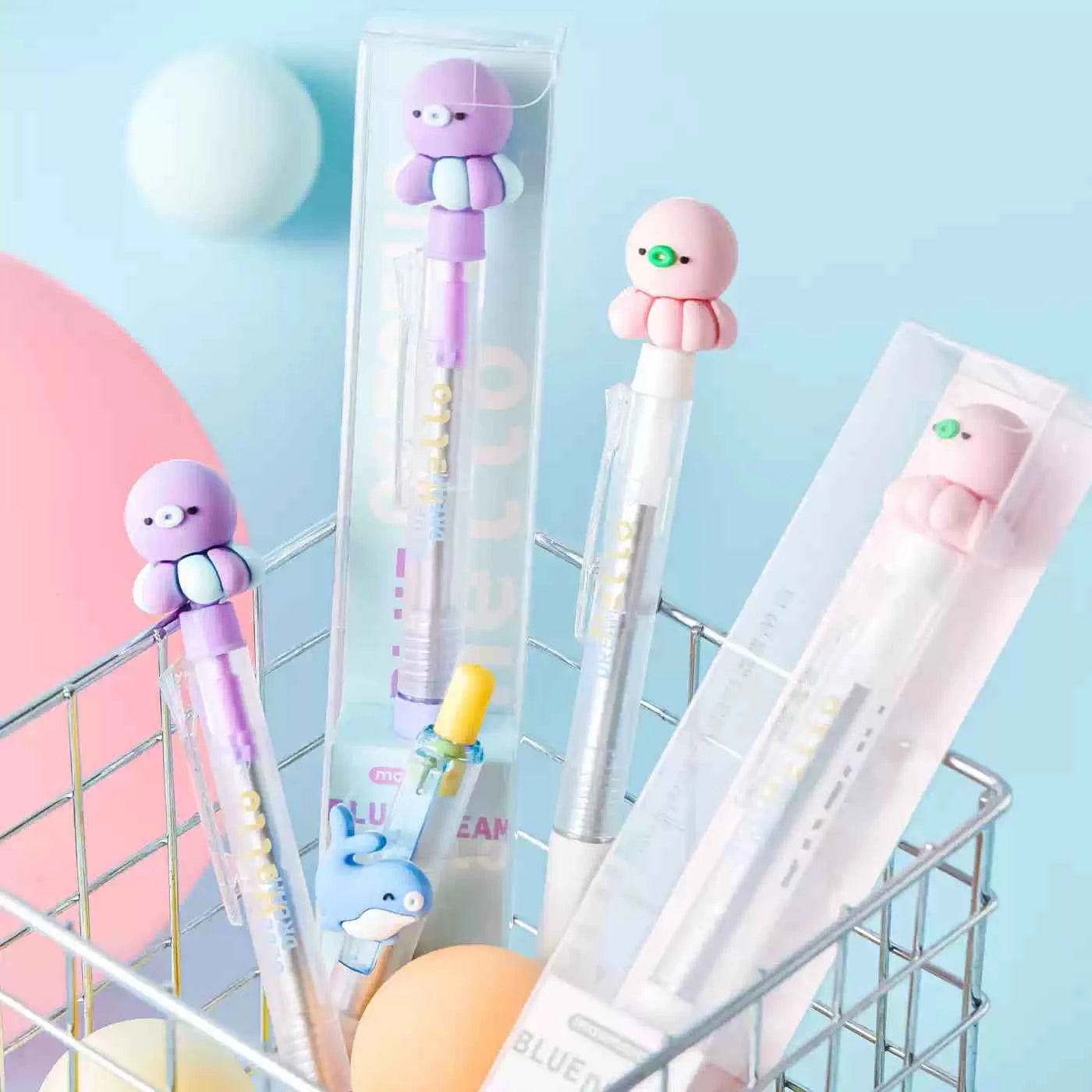 M&G Ocean Animals Click Gel Pens – 0.5mm Black Ink, 4-Piece