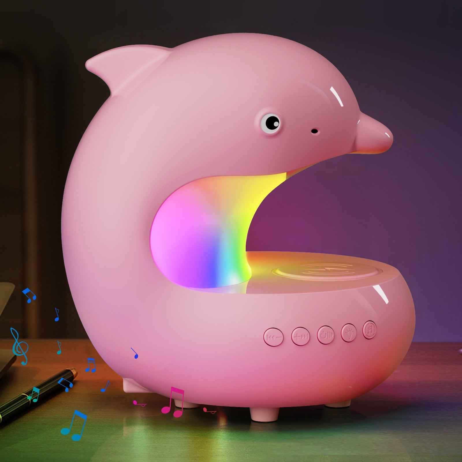 Dolphin Night Light with Wireless Charger & Bluetooth Speaker