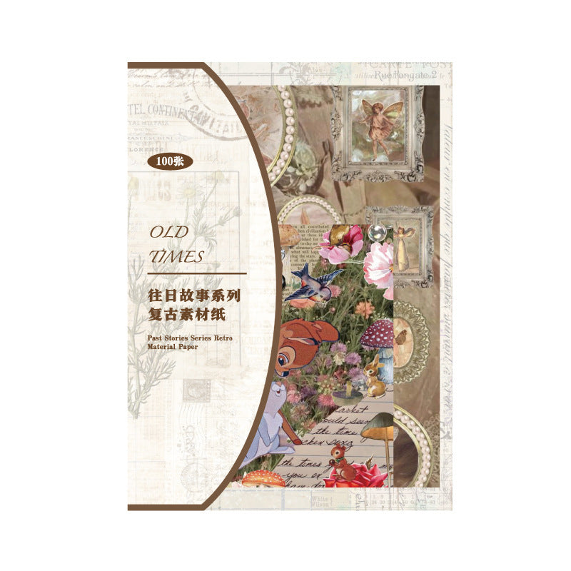 400-Piece Past Story Scrapbook Paper Set – 4 Timeless Designs