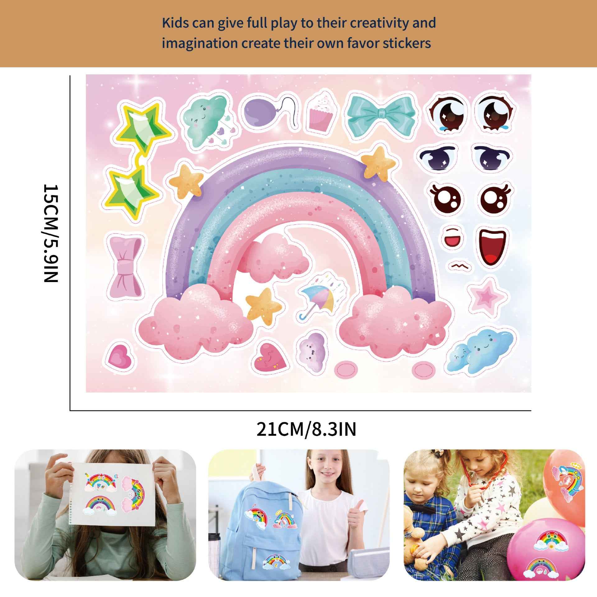 Make a Face Rainbow Stickers for Kids 24 Sheets