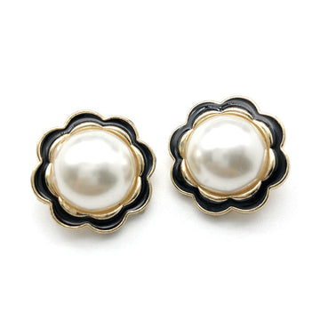 25mm round lace pearl button, metal shank, dark edge, Style 1, 12pcs