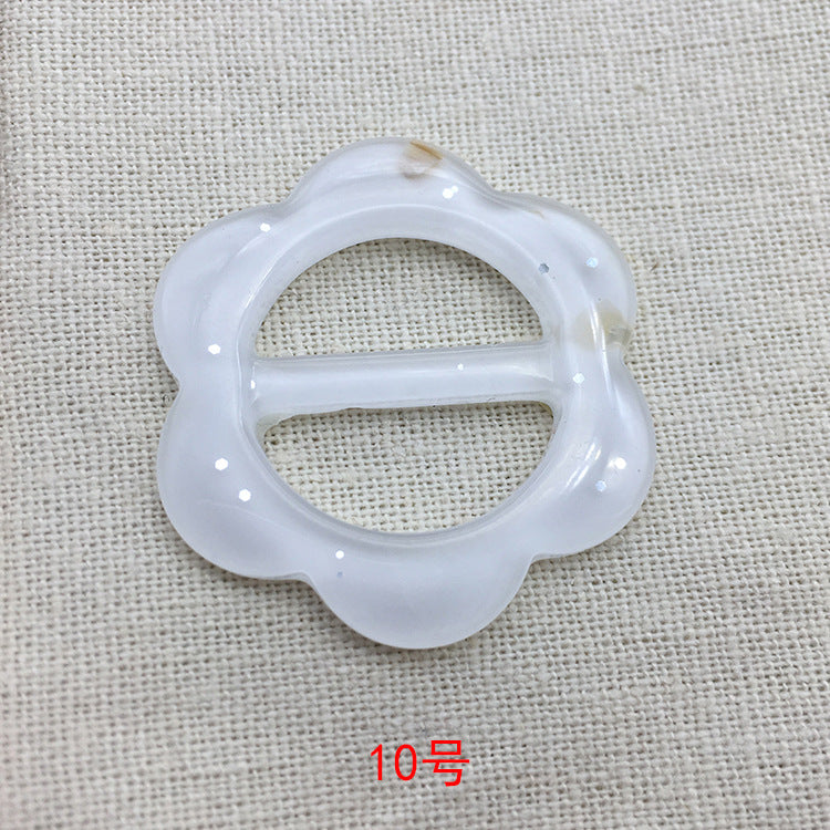 25mm resin flower buckle button, Style 10, light gray with small white dot details
