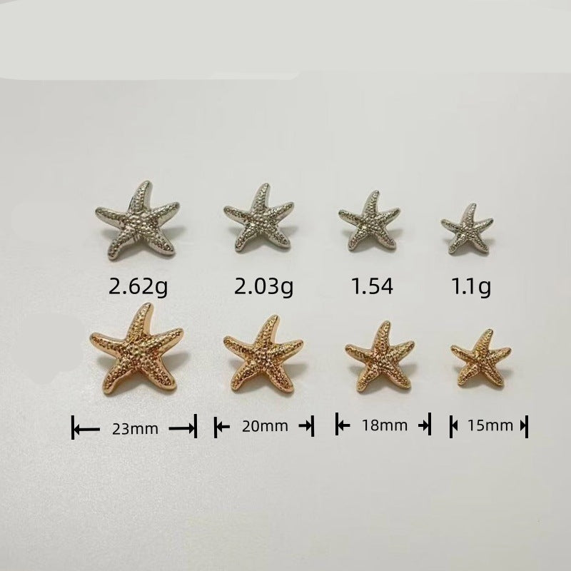 Starfish metal shank buttons with size labels: 15mm, 18mm, 20mm, 23mm
