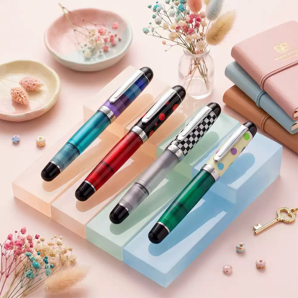 OPUS 88 Mini Pocket Fountain Pen - Traditional Eyedropper Filling, Clear Acrylic Demonstrator, Stainless Steel Nib