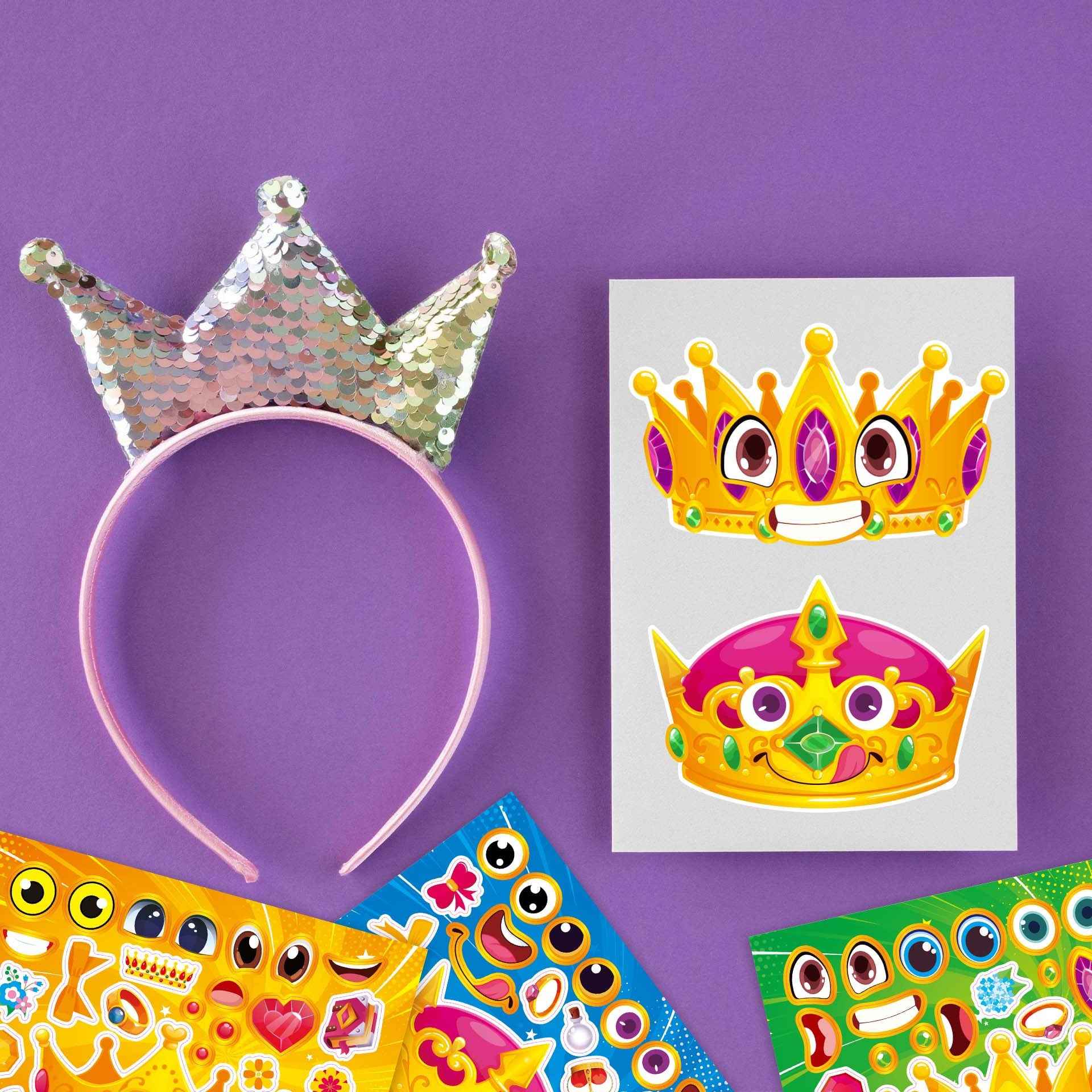 Make a Face Cartoon Crown DIY Stickers for Kids 24 Sheets