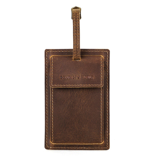 Leather Luggage Tag with AirTag Slot – Anti-Lost Travel Bag Tag for Suitcase & Carry-On