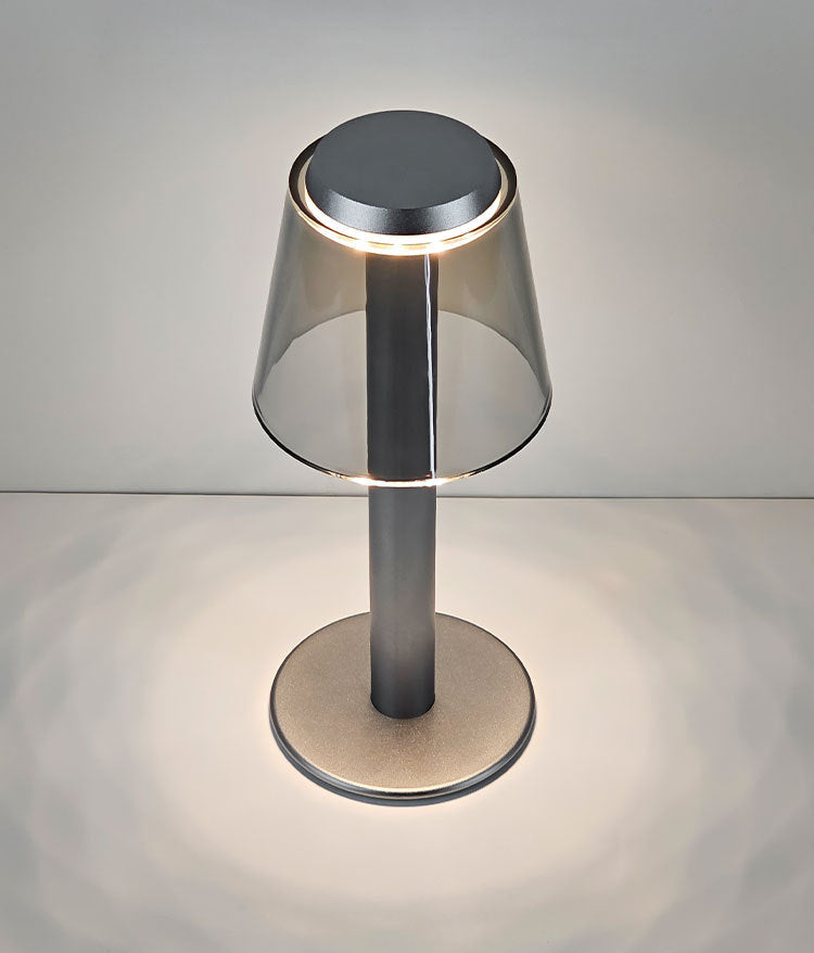 USB Rechargeable Aluminum Table Lamp Clear Acrylic Shade