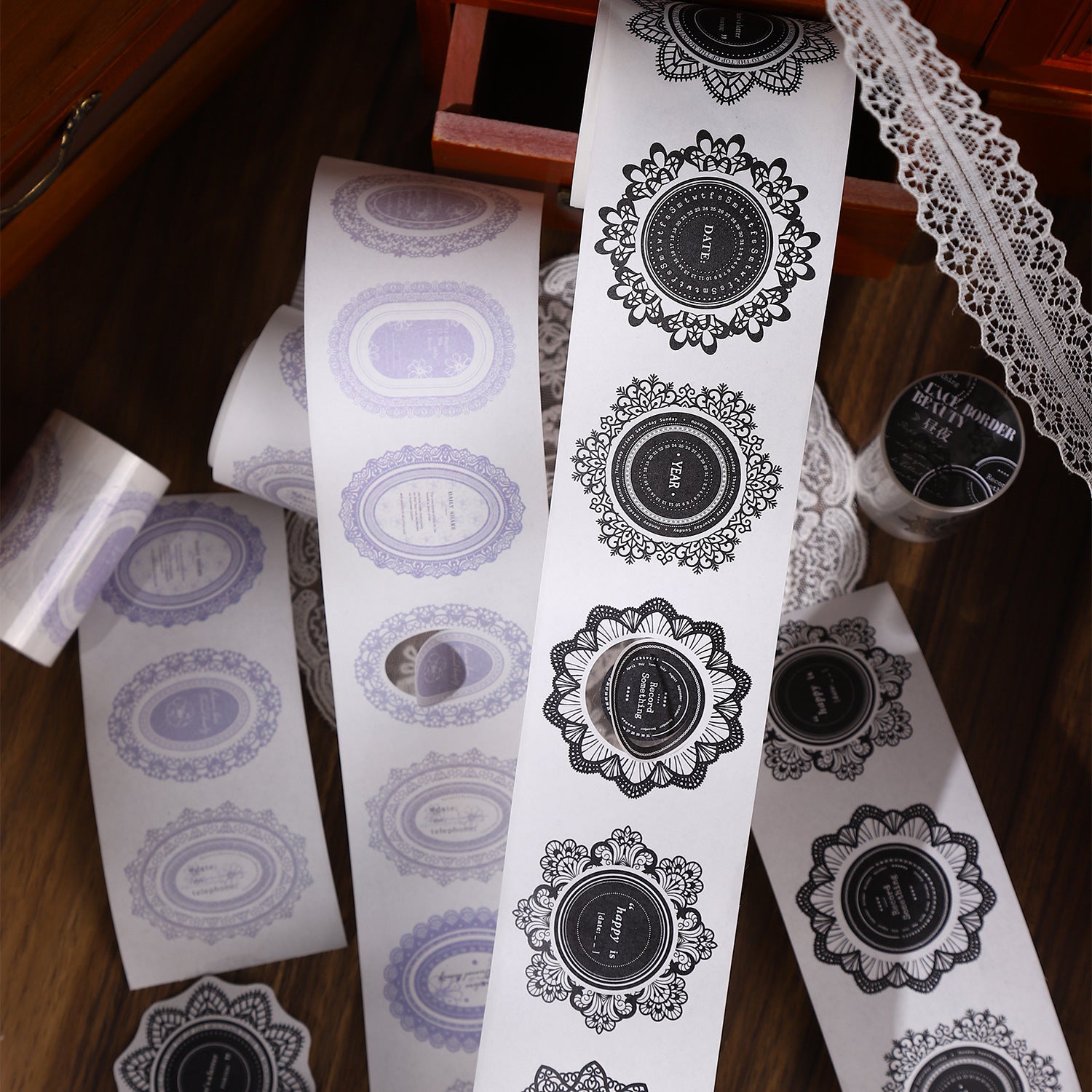 6 Roll Lace Border Washi Tape Set 65mm x 2m