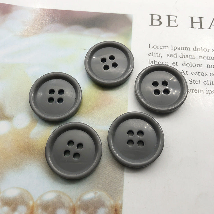 Dark gray round 4-hole resin suit buttons