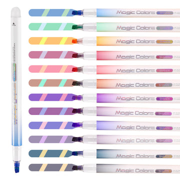 12-Farben Magic Friction Textmarker Farbwechsel-Marker für Kinder