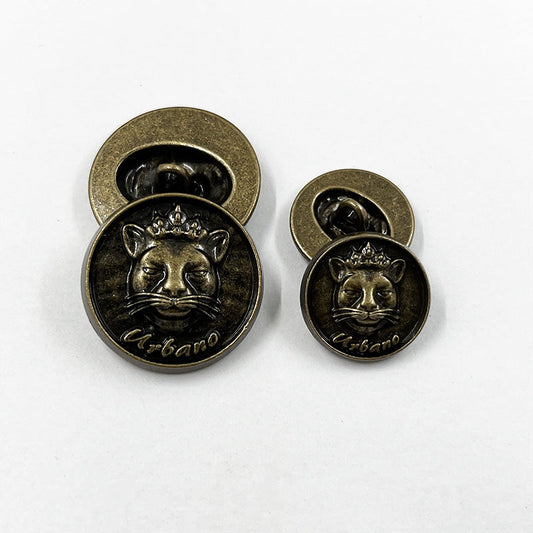18mm/25mm Bronze Crown Cat Head Solid Metal Sewing Buttons 50pcs