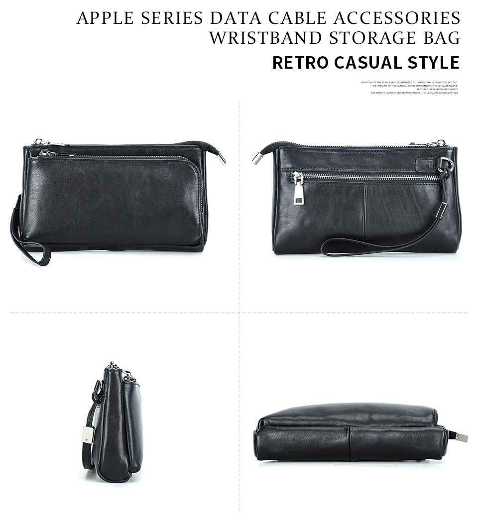 Vintage Genuine Leather Men Clutch EDC Handbag