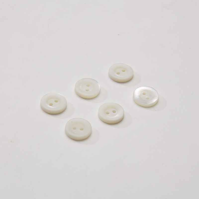 Polished taro shell buttons, 2-hole, ivory—set of 6