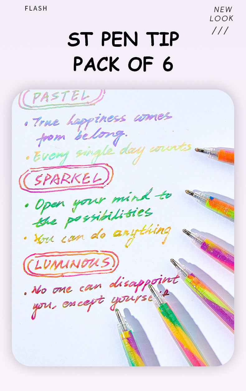 SHANDS 18 Colors Magic Rainbow Gel Pens with Glitter Neon Pastel