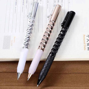 3pcs Geometric Deformation Pen Metal Crinkle Ballpoint Pens