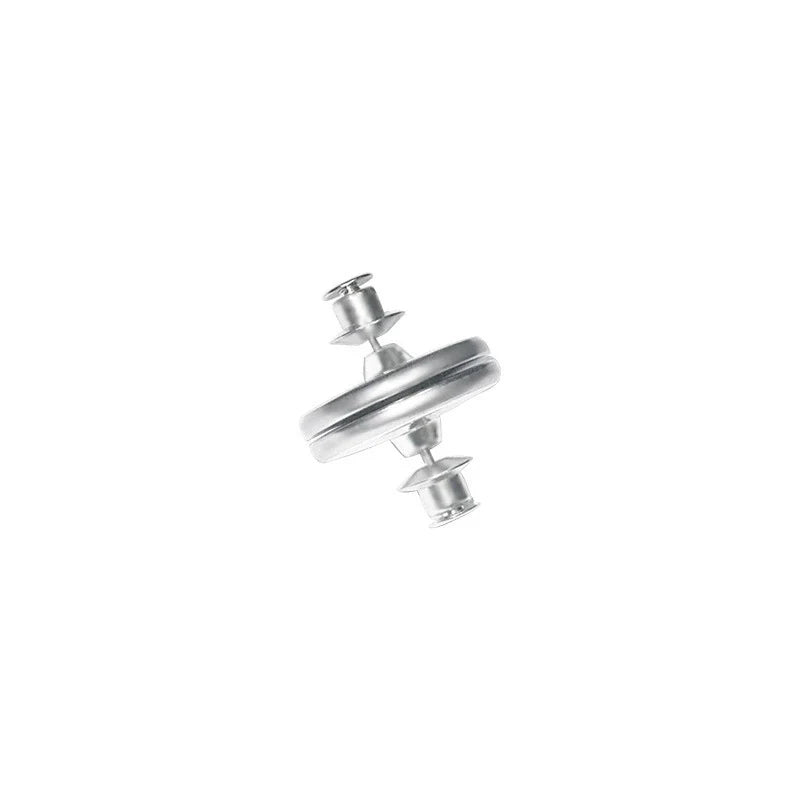 Standalone silver magnetic curtain clip with button cap and pin stem