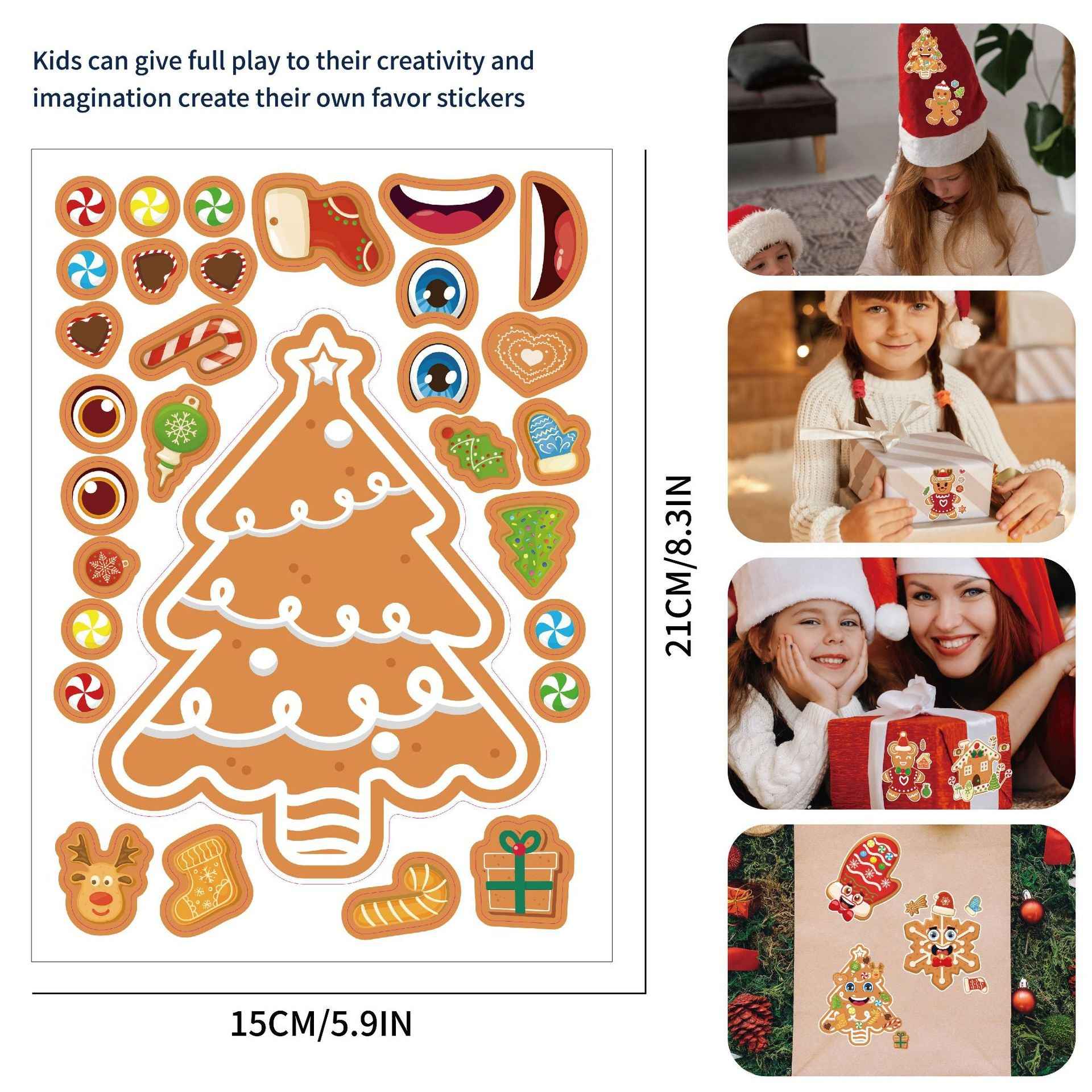 Make a Face Christmas Gingerbread Man Stickers for Kids 24 Sheets