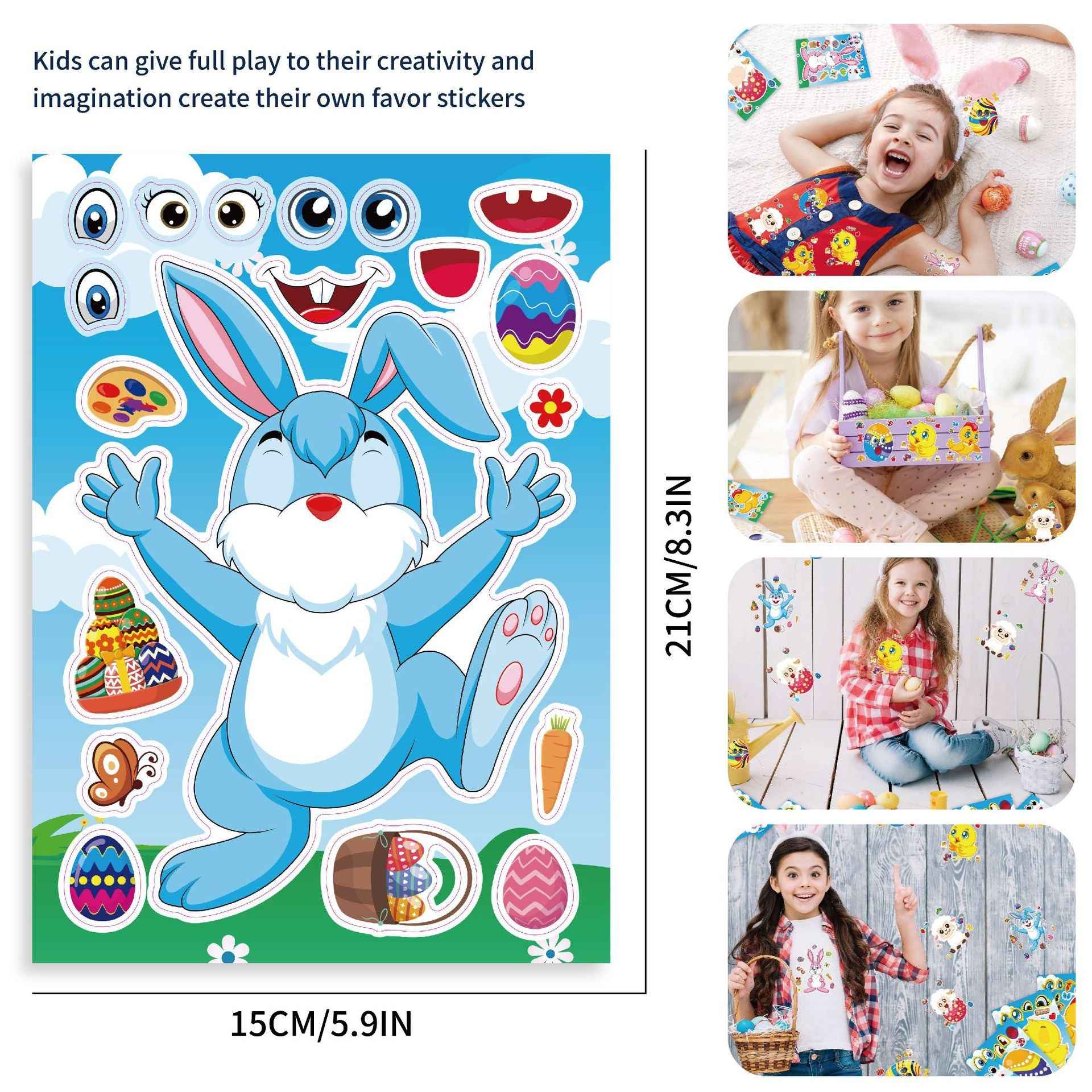 Make a Face Cartoon Easter Day Stickers for Kids 24 Sheets